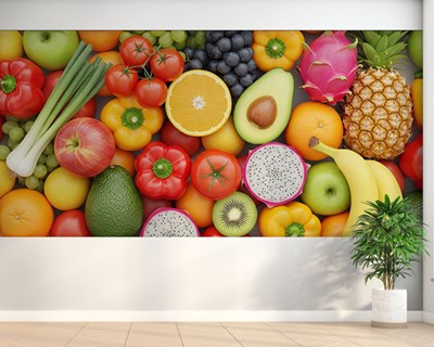 Kleurrijke groenten en fruit behang