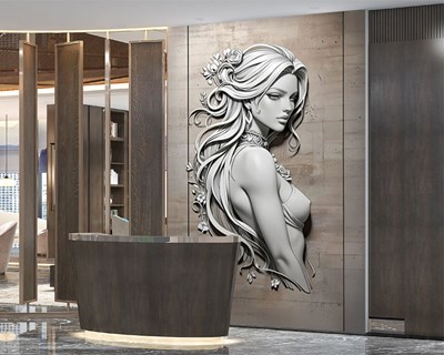 3D reliëf portret van een vrouw behang