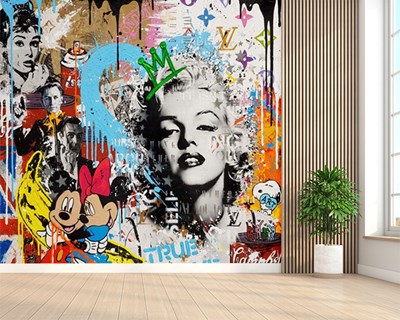 Marilyn Monroe Pop Art Graffiti Behang 