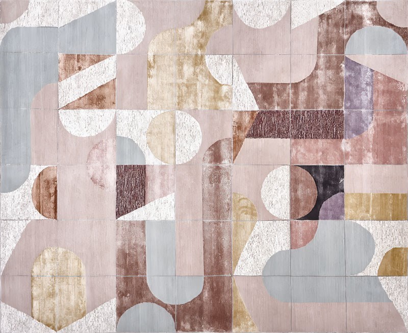 Abstract geometrisch patroonbehang in pasteltinten