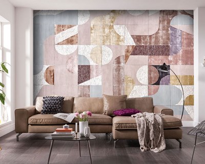 Abstract geometrisch patroonbehang in pasteltinten