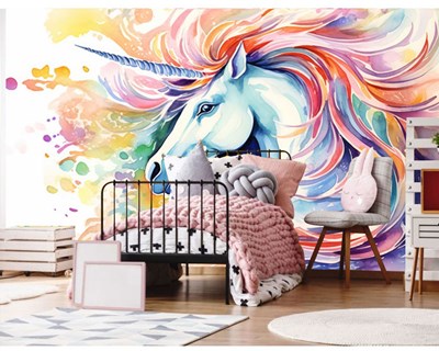 Enkelhoornpaard-behang met afbeelding