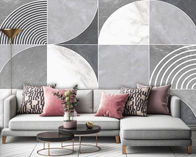 Abstract grijs-wit geometrisch patroon behang