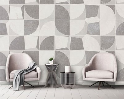 Grijze geometrische tegelpatroonbehang
