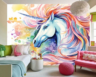 Enkelhoornpaard-behang met afbeelding