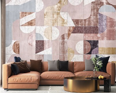 Abstract geometrisch patroonbehang in pasteltinten