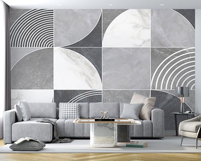 Abstract grijs-wit geometrisch patroon behang