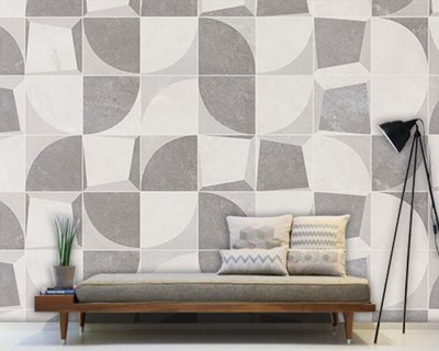 Grijze geometrische tegelpatroonbehang