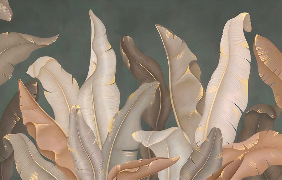 3D tropisch bladmotief behang