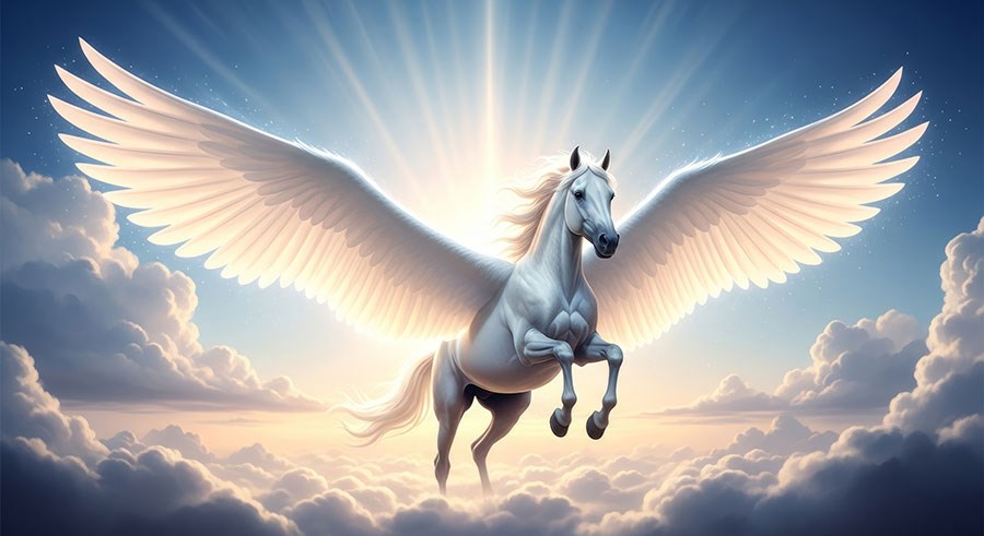 Vliegende paard behang met afbeelding