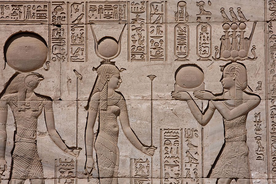 Oude Egyptische reliëfbehang