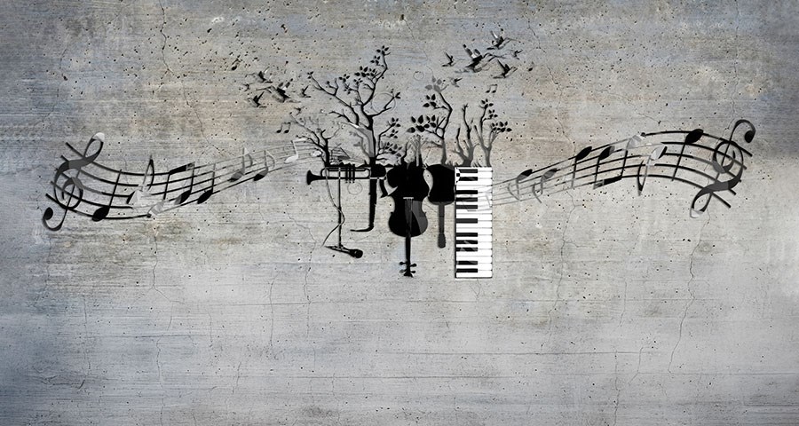 3D Muziekkunst Behang