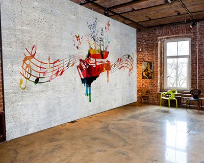 Pianobehang voor betonnen muren