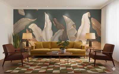 3D tropisch bladmotief behang