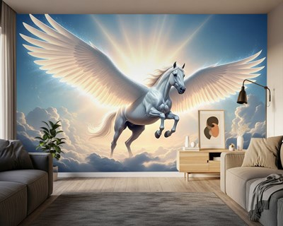 Vleugelige paard-look behang