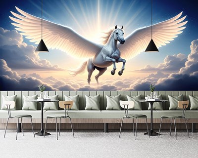 Vliegende paard behang met afbeelding