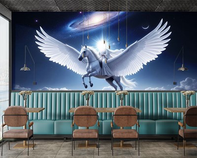 Vliegende paard-look behang