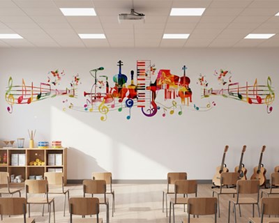 Moderne muziekkamer-thema behang