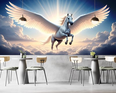 Vliegende paard behang met afbeelding