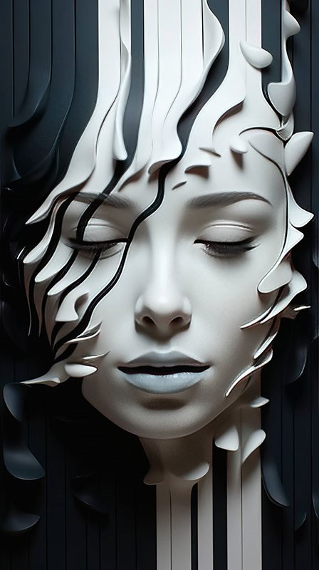 3D vrouwengezicht silhouet behang