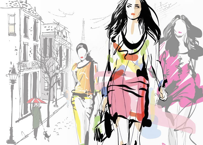 Paris Street Fashion-thema behang