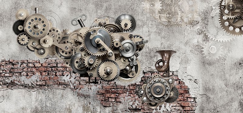 Wandbehang met opwindmechanisme-look