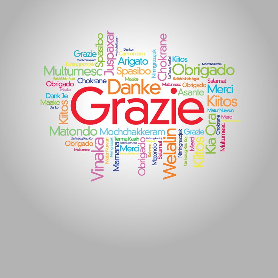 Bedankt-briefing in alle talen Behang