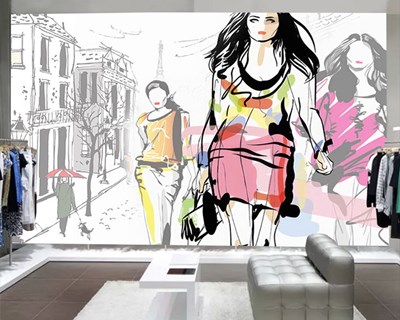 Paris Street Fashion-thema behang