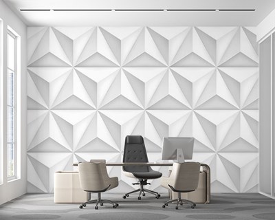 3D wit driehoekig prisma patroon behang