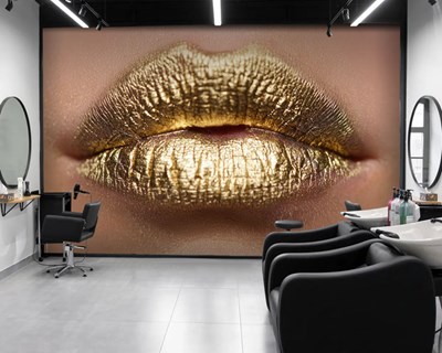 Gouden lippenstift glanzende lippen behang