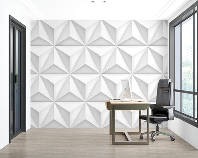 3D wit driehoekig prisma patroon behang