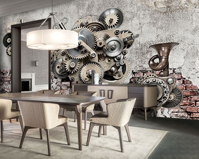 Wandbehang met opwindmechanisme-look