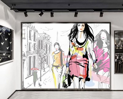 Paris Street Fashion-thema behang