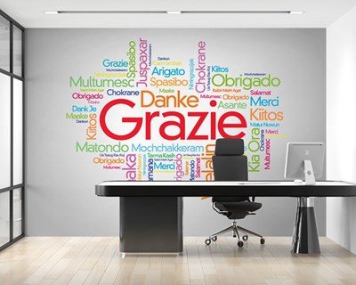 Bedankt-briefing in alle talen Behang