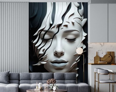 3D vrouwengezicht silhouet behang