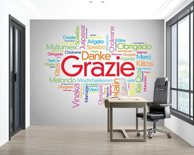 Bedankt-briefing in alle talen Behang