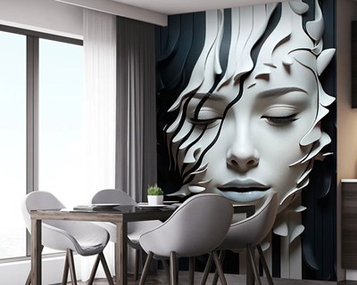 3D vrouwengezicht silhouet behang