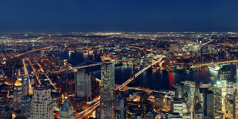 New York City Nachtpanorama Behang