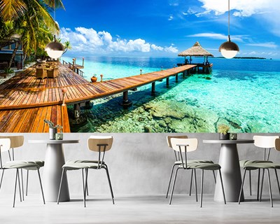 Malediven Houten steiger uitzicht Behang