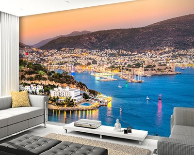 Behang met uitzicht op het kasteel van Bodrum 