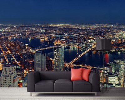 New York City Nachtpanorama Behang