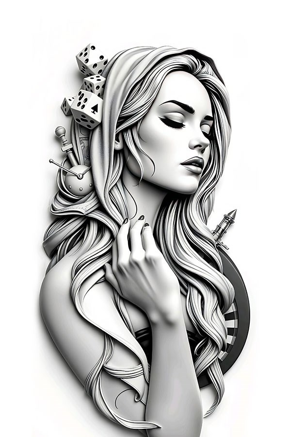 3D Artistiek Vrouwenportret Behang