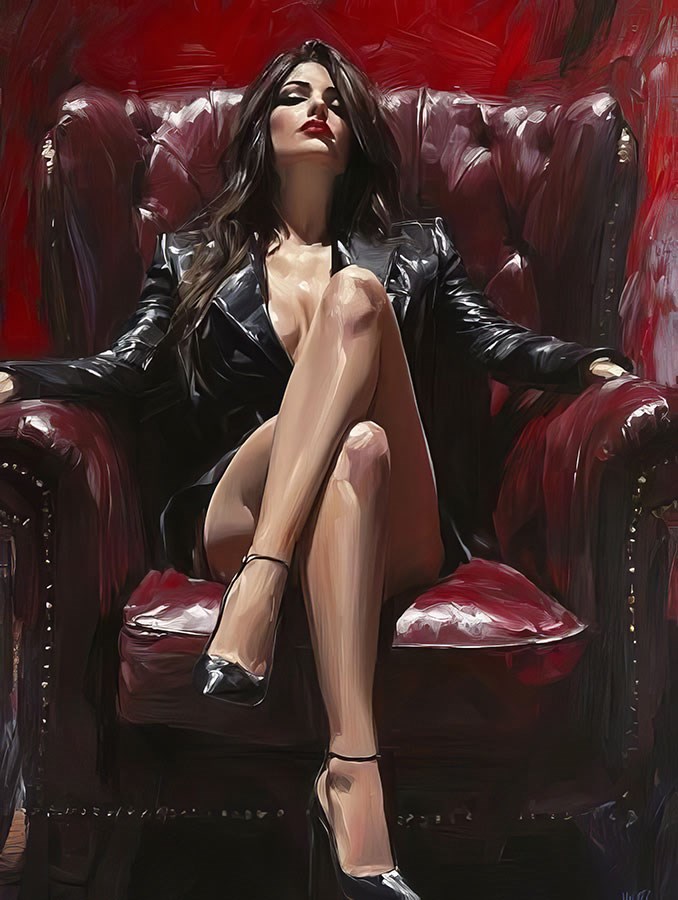 Olieverf-effect vrouwenschilderij behang