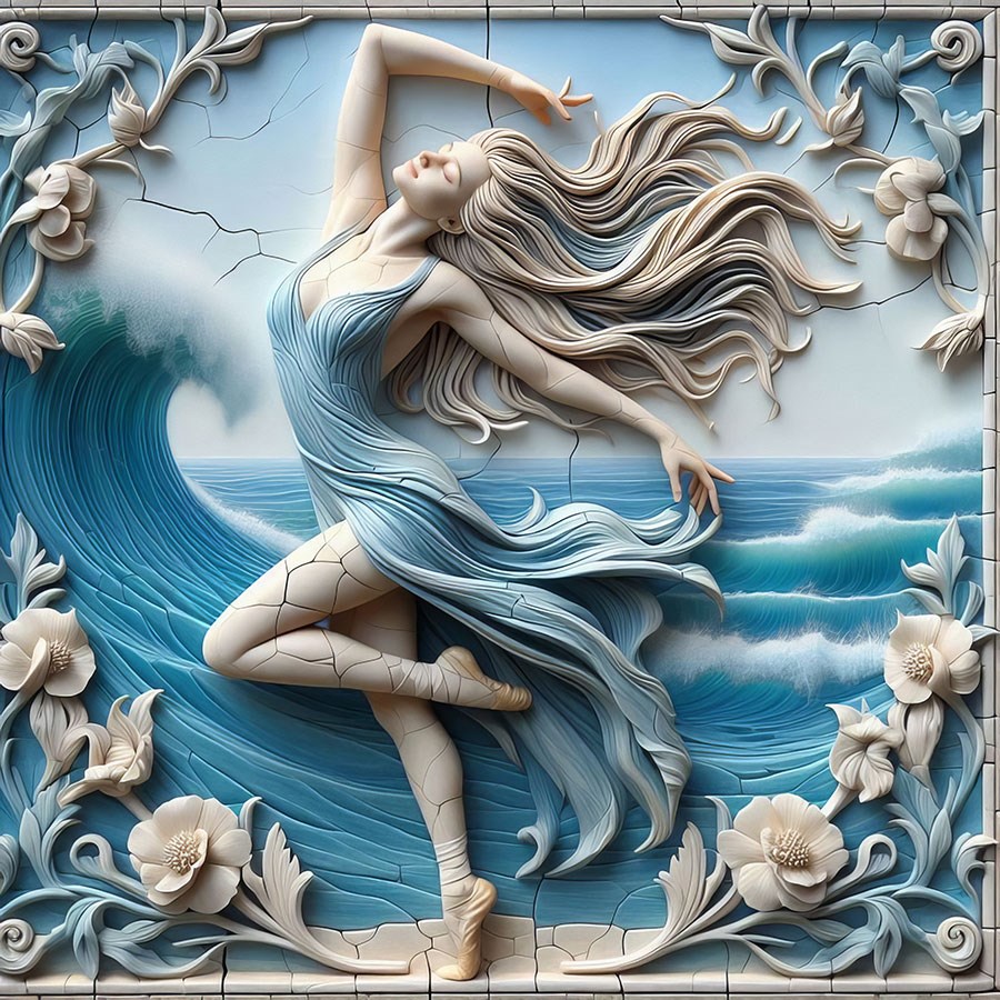 De vrouw die danst met de golven Behang