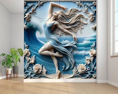 De vrouw die danst met de golven Behang