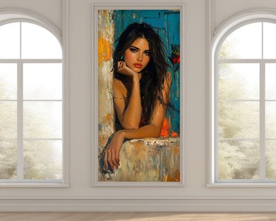 Olieverf portret van een vrouw behang