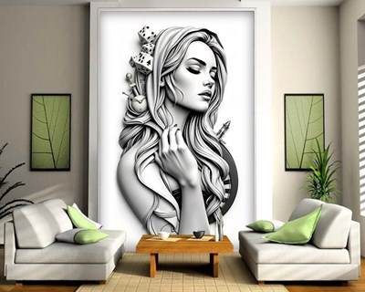 3D Artistiek Vrouwenportret Behang