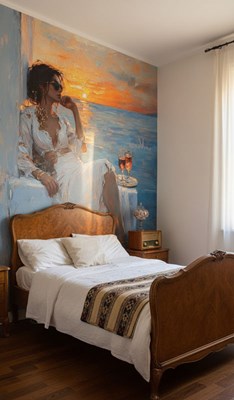 Vrouw die geniet van het strand Canvasbehang