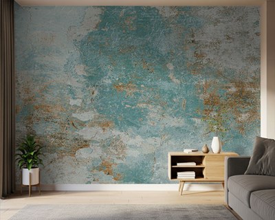 Turquoise beton vloerstructuur behang