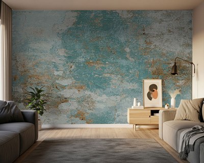 Turquoise beton vloerstructuur behang